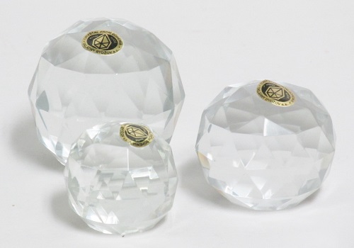 VINTAGE - Bohemian Faceted Crystal Paperweights<br>Set of Three (3)<br>(Click picture-FULL DETAILS)<br>